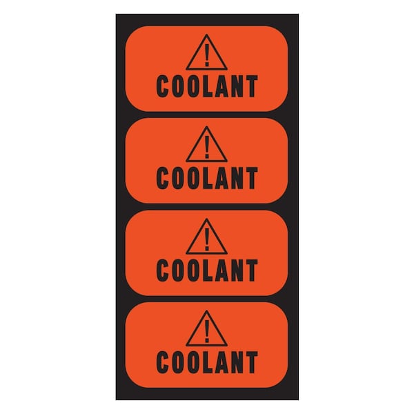 Coolant Sticker, Antifreeze Sticker: Hvy-Dty Label, Ultra-Durable, 2''x1'', 20PK